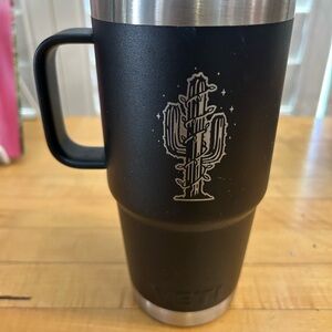 YETI Black Travel Mug with Custom Christmas Cactus Graphic 20oz
